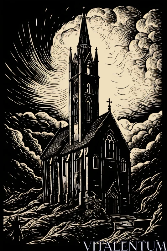 AI ART Swirling Clouds and Gothic Architecture