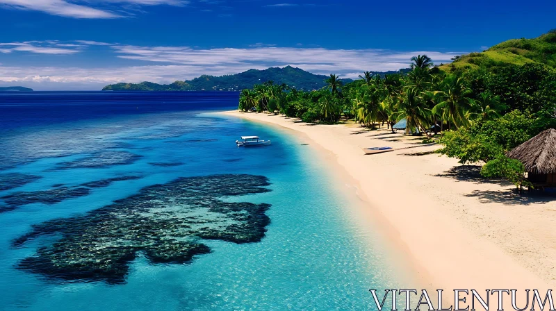 Tranquil Tropical Beach with Coral Reef AI Image