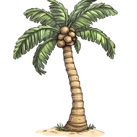 Tropical Coconut Palm Tree Drawing