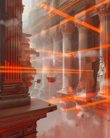 Ethereal Columns and Orange Lights