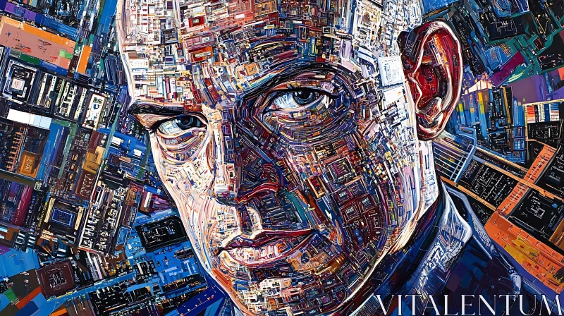 Technological Mosaic Portrait AI Image