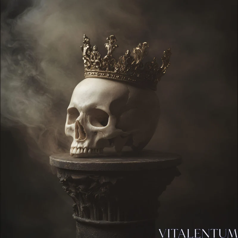 Crowned Skull on Pedestal AI Image