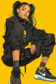 Anime Art of Fashionable Urban Girl