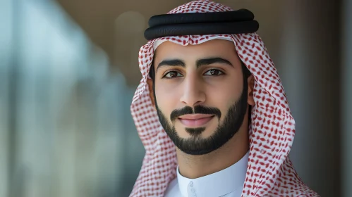 Middle Eastern Man’s Portrait in Traditional Clothing