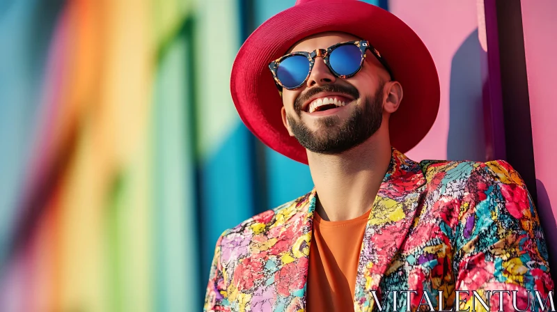 Cheerful Man in Fashionable Attire AI Image