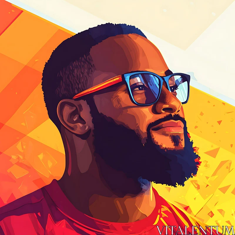 Colorful Geometric Pop Art of Man with Beard AI Image