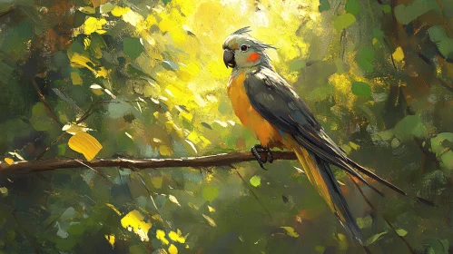 Radiant Parrot in Forest Setting