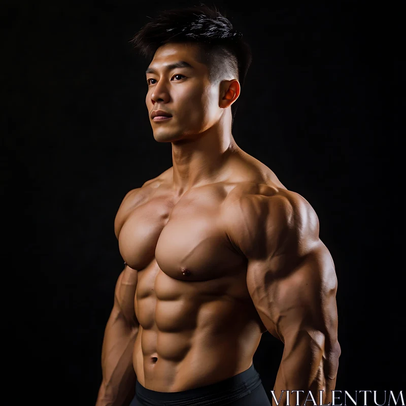 Bodybuilder in Powerful Pose AI Image