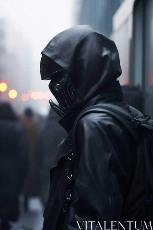 Futuristic Masked Figure AI Image