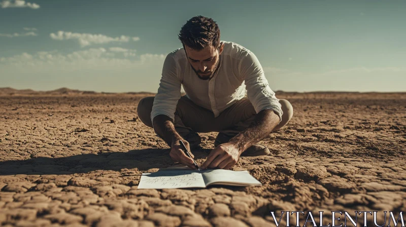 Solitary Desert Writer AI Image