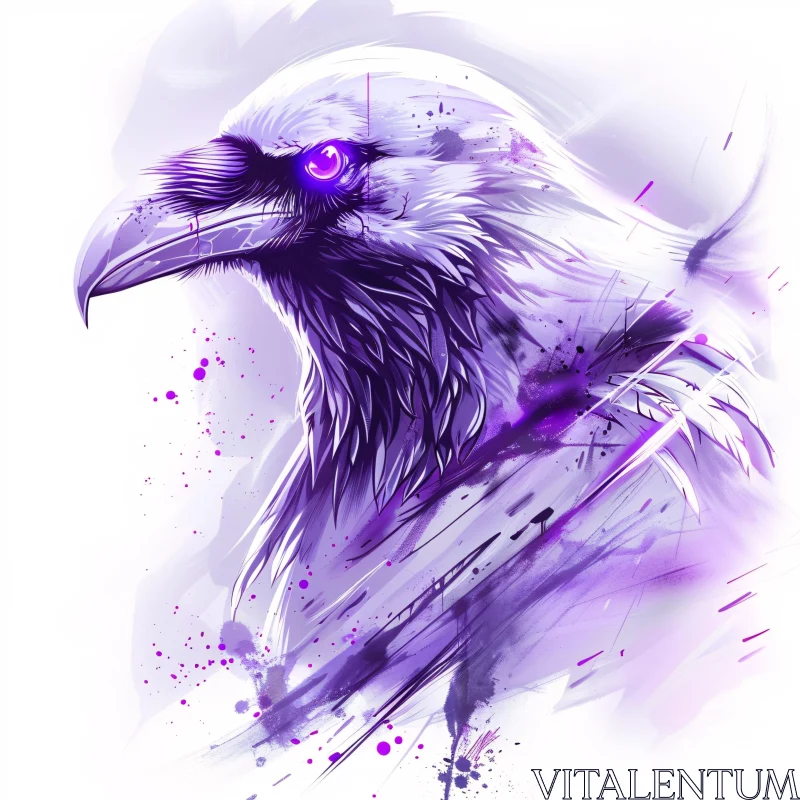 AI ART Abstract Raven in Purple Tones