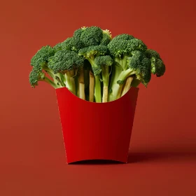 Broccoli in Red Fry Box