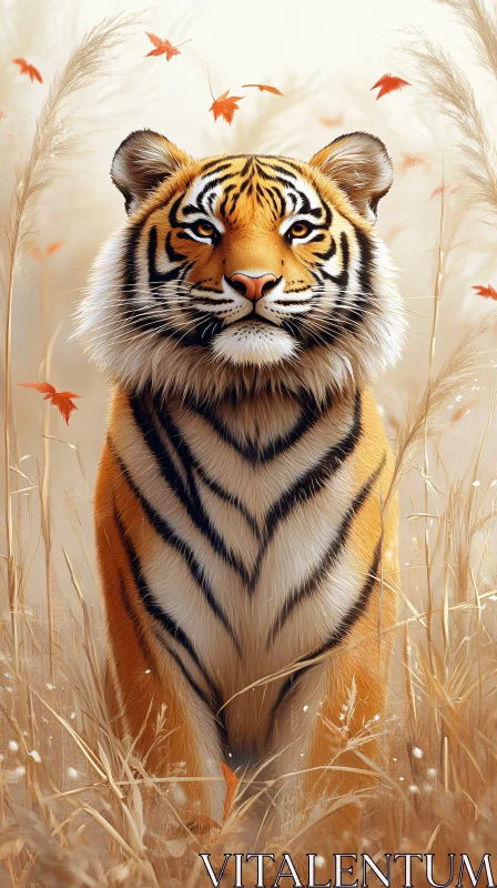 Golden Autumn Tiger AI Image