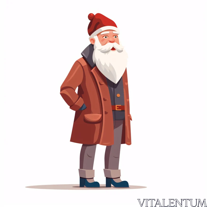 AI ART Santa Cartoon Character in Brown Coat