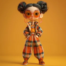 Cartoon Character with Orange Fashion Style