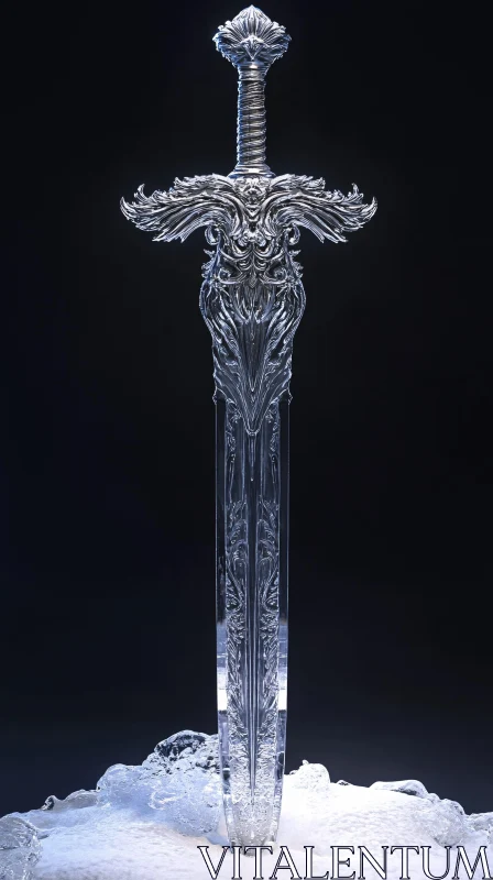 AI ART Ice-crafted Mythical Sword Design