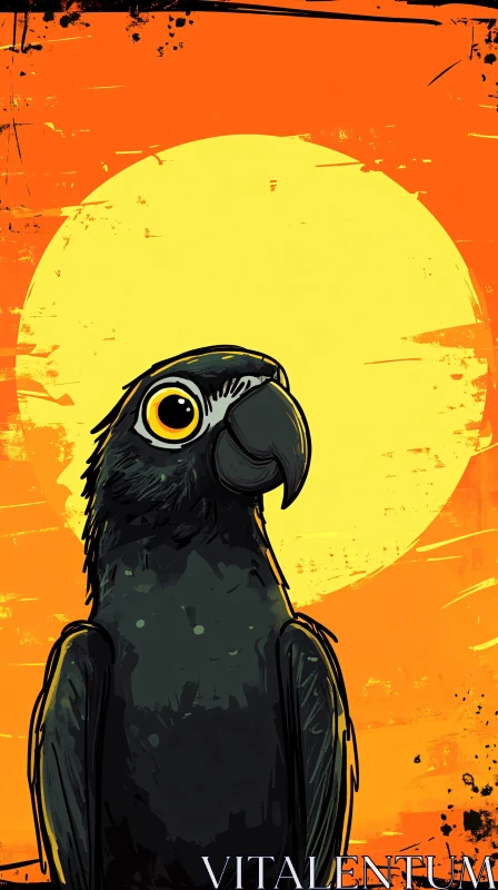 AI ART Sunset Parrot Illustration