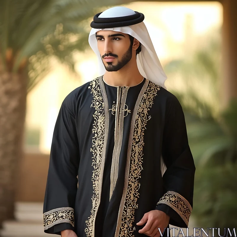 Cultural Middle Eastern Fashion with Intricate Designs AI Image