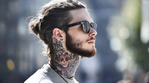 Tattooed Man with Sunglasses and Beard