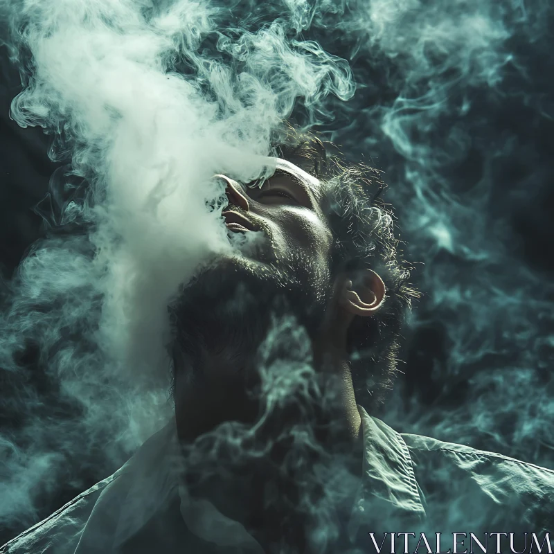 Man Surrounded by Dense Smoke AI Image