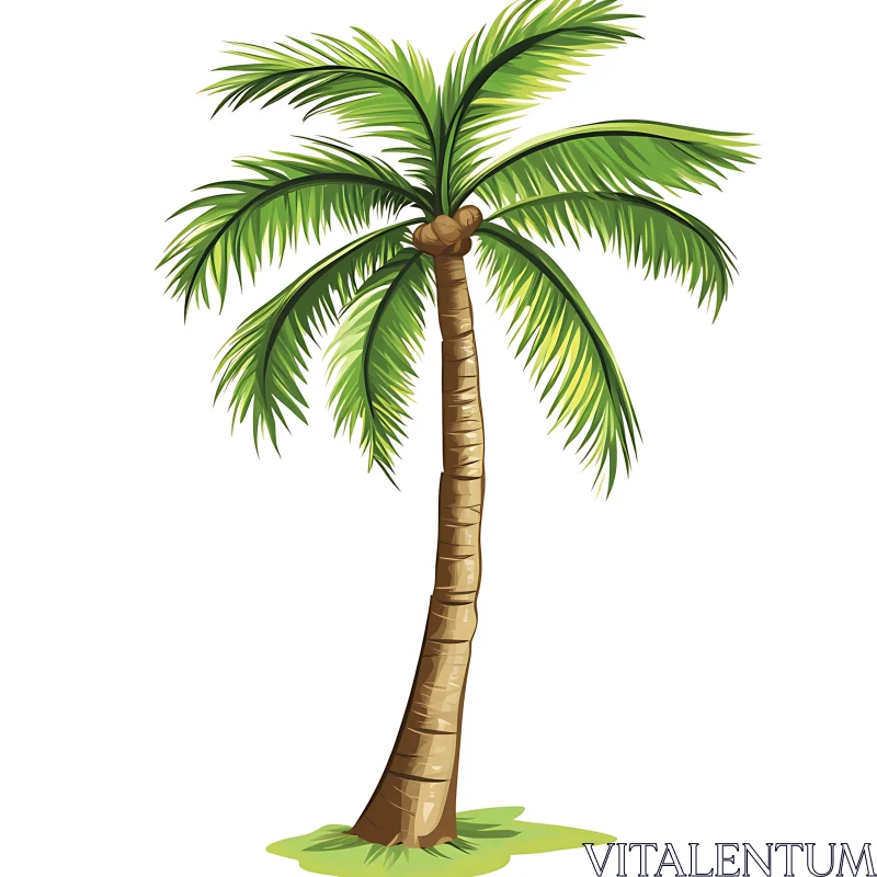 Palm Tree Drawing with Lush Green Leaves AI Image