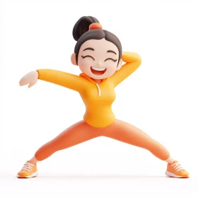 Joyful Cartoon Character in Bright Attire