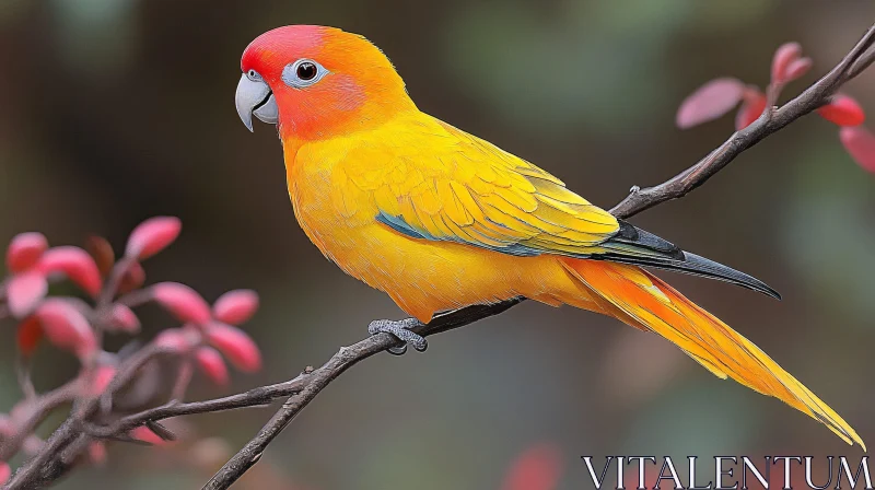 AI ART Vibrant Tropical Bird on Branch