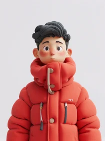 3D Cartoon Character with Red Jacket