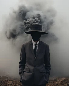 Mysterious Figure Amidst Smoke