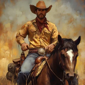 Western Cowboy Portrait on Horseback