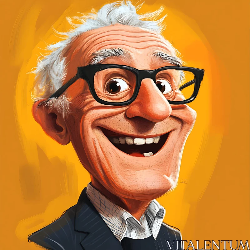 Happy Elderly Cartoon Character Illustration AI Image