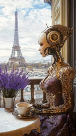 Sophisticated Cyborg With Paris View