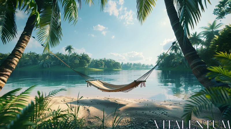 AI ART Peaceful Hammock by the Water