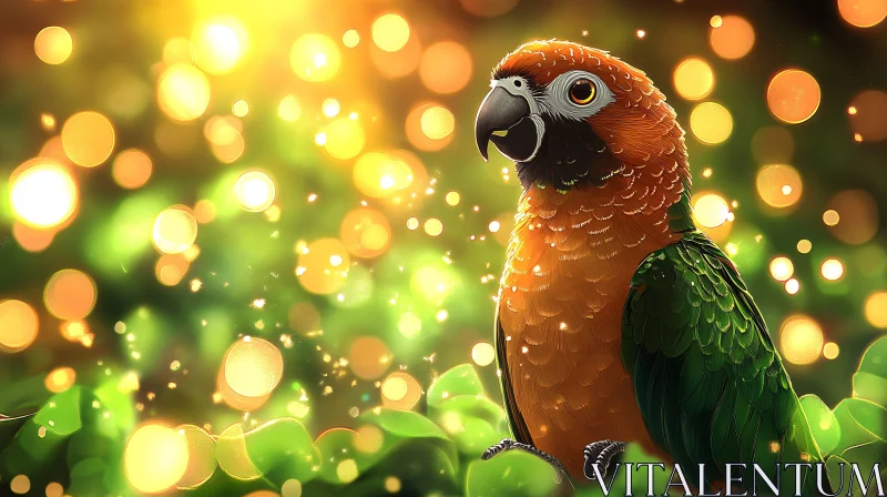 AI ART Vibrant Parrot in Lush Surroundings