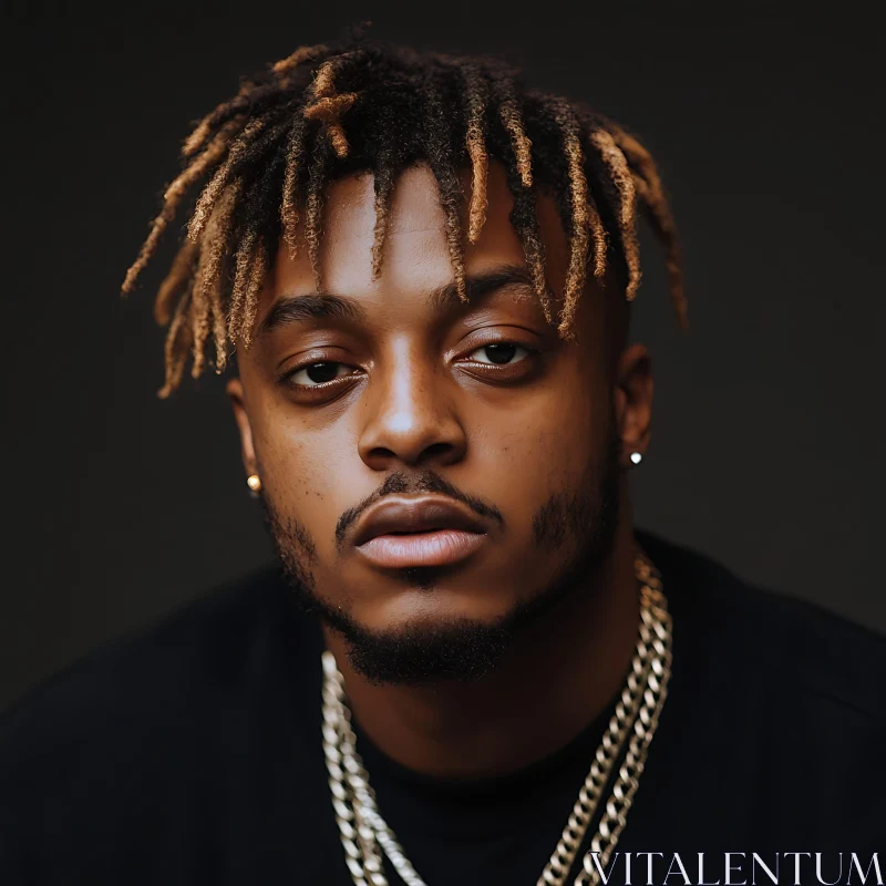 Close-up Portrait of a Man with Fashion Accessories AI Image