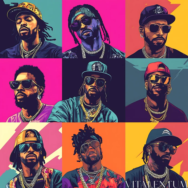 Colorful Hip-Hop Portrait Collection AI Image