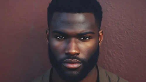 Man's Serious Close-Up Portrait with Beard