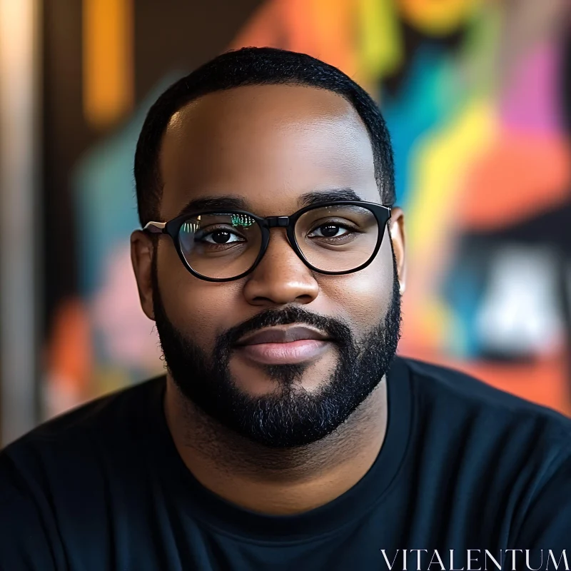 Man with Glasses and Colorful Background AI Image