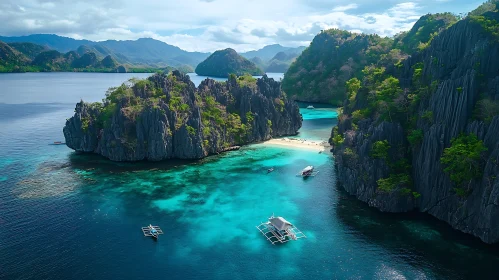 Aerial View of Tropical Island Paradise