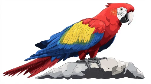 Colorful Parrot Artwork on Rock