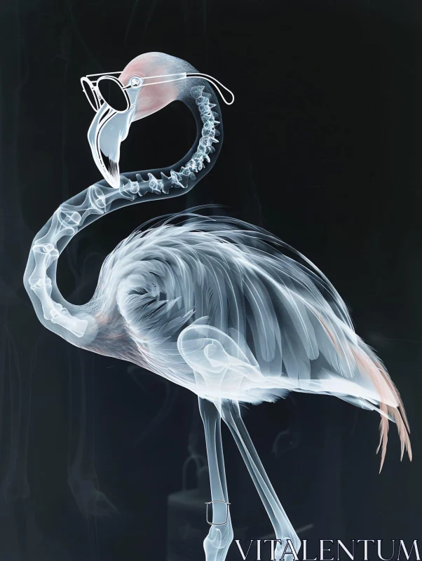 AI ART Flamingo X-Ray Art with Sunglasses