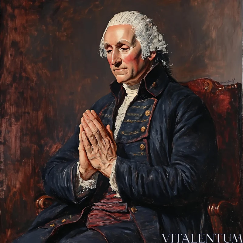 Historical Painting of an Elderly Man in Reflective Pose AI Image