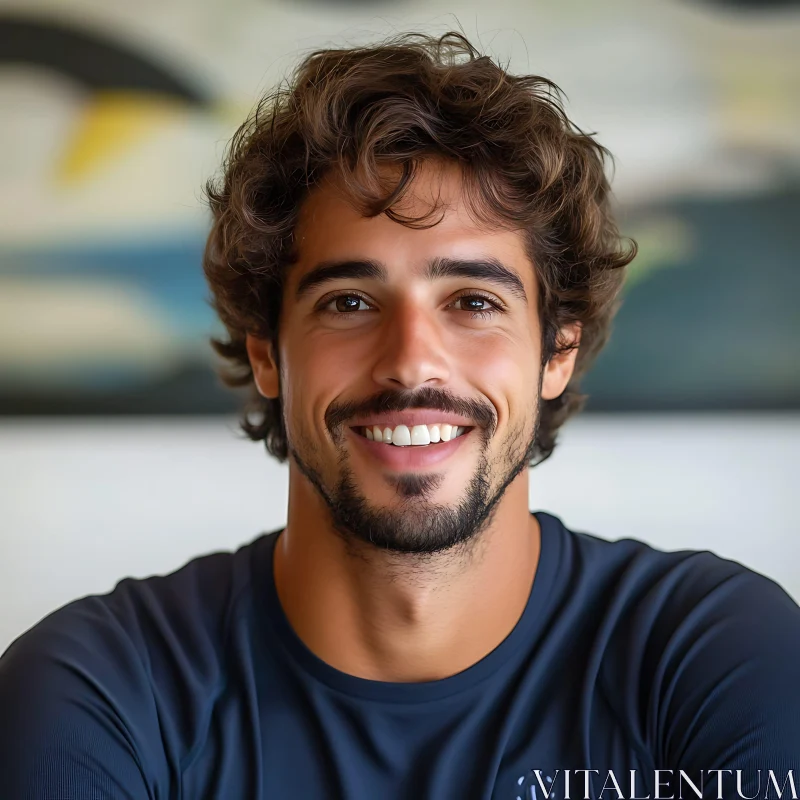 Cheerful Young Man Portrait AI Image