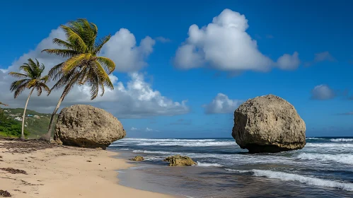 Scenic Coastal Landscape with Palm Trees