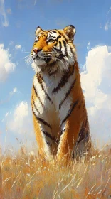 Wild Tiger in Field