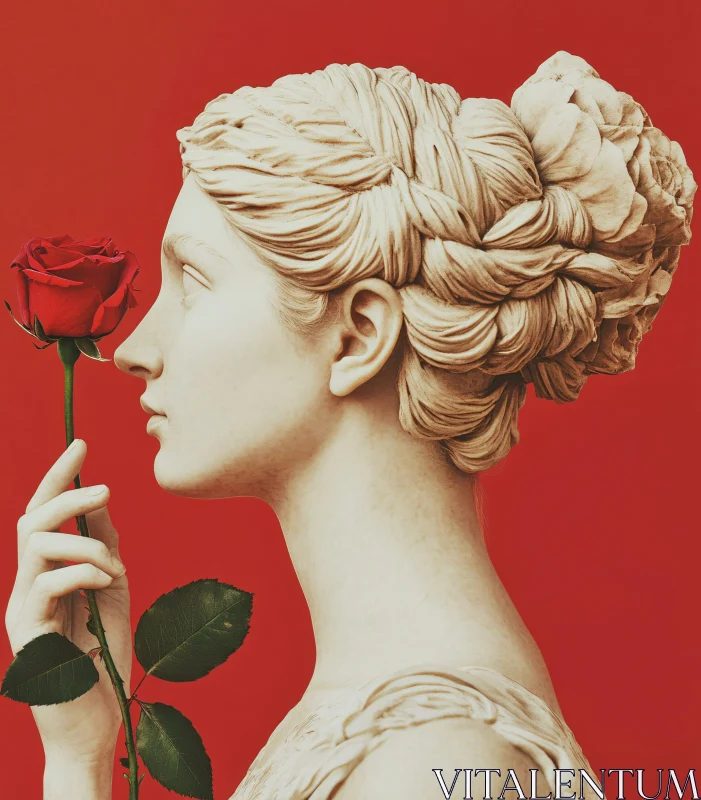 Classic Beauty Holding a Rose AI Image