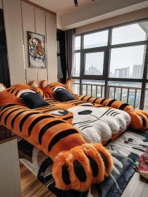 Tiger Decor in a Modern Bedroom Setting