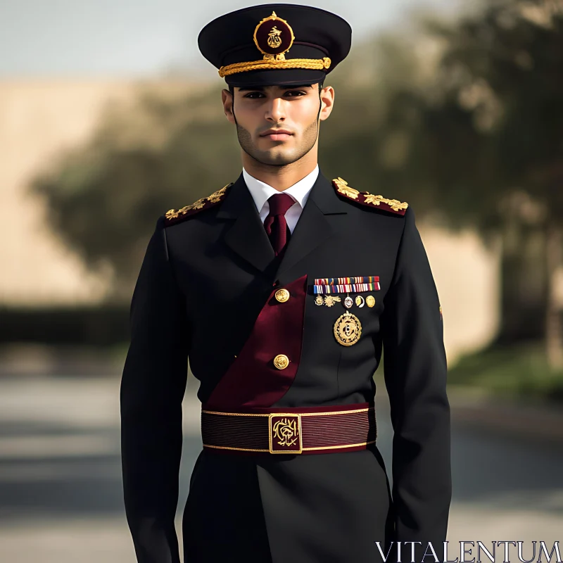 Young Military Officer in Dress Uniform AI Image