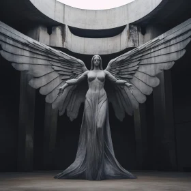 Graceful Angel Monument in Architectural Setting