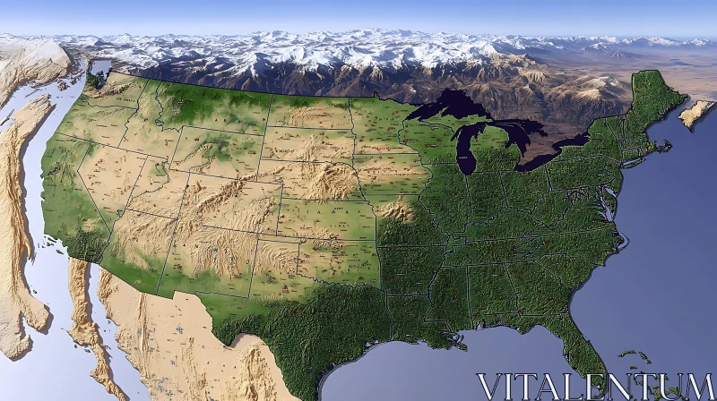 3D Territorial Map of the United States AI Image